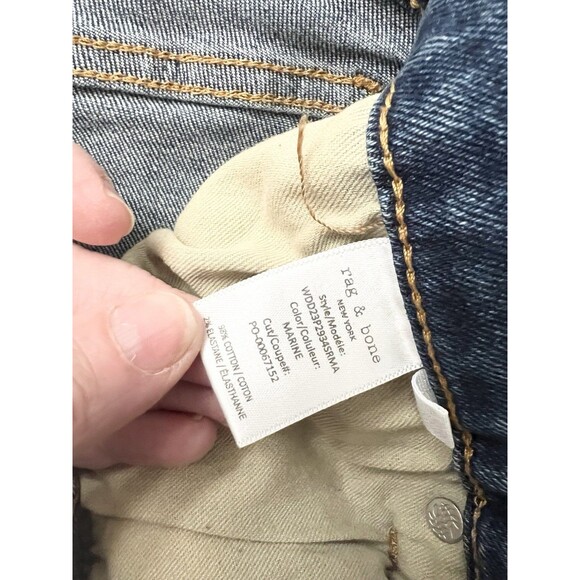Rag And Bone Jeans Size 27 Blue Denim Harlow Mid Rise Straight Leg Raw Hem USA - Picture 11 of 13